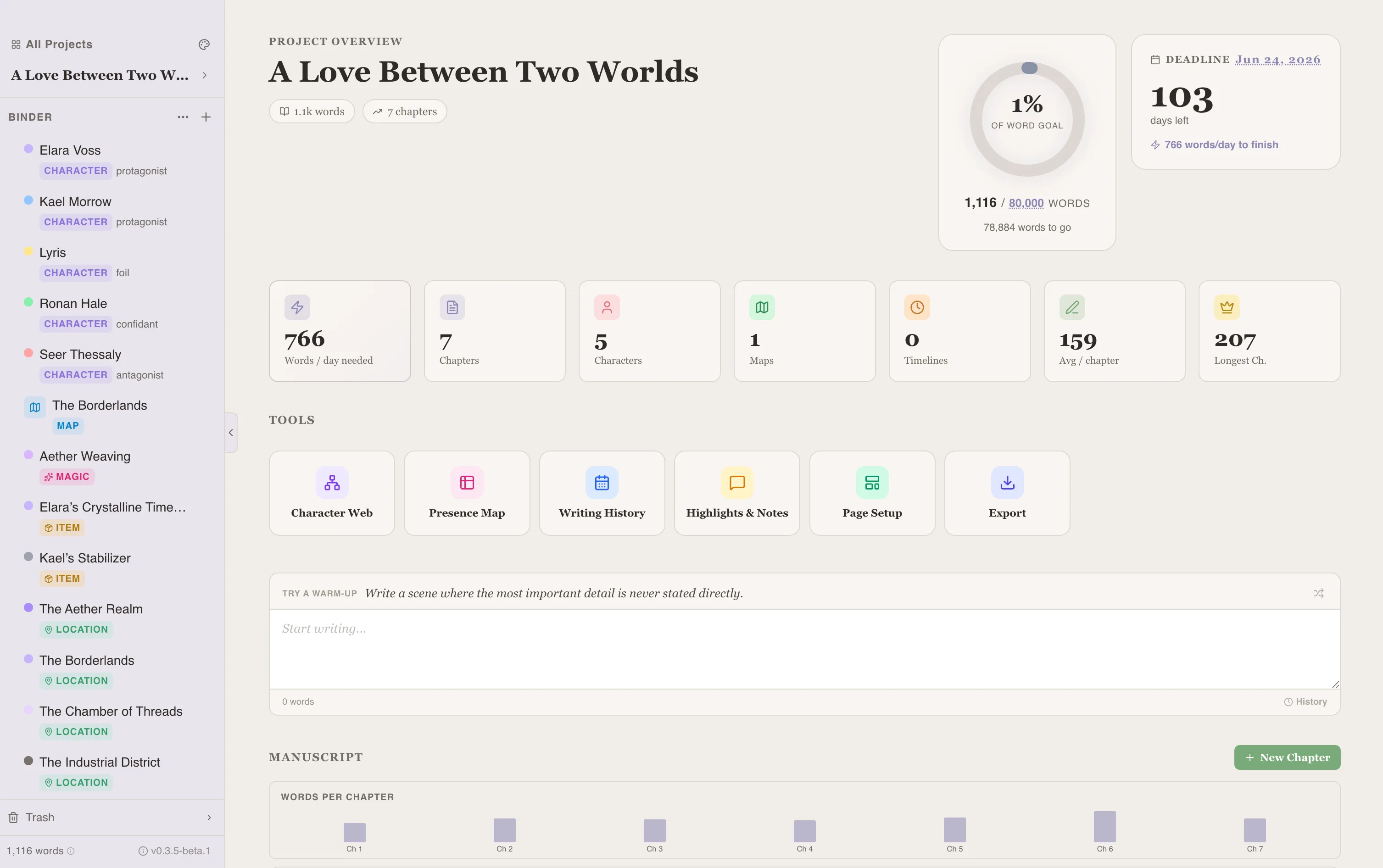 The Writefully So interface showing the sidebar and editor