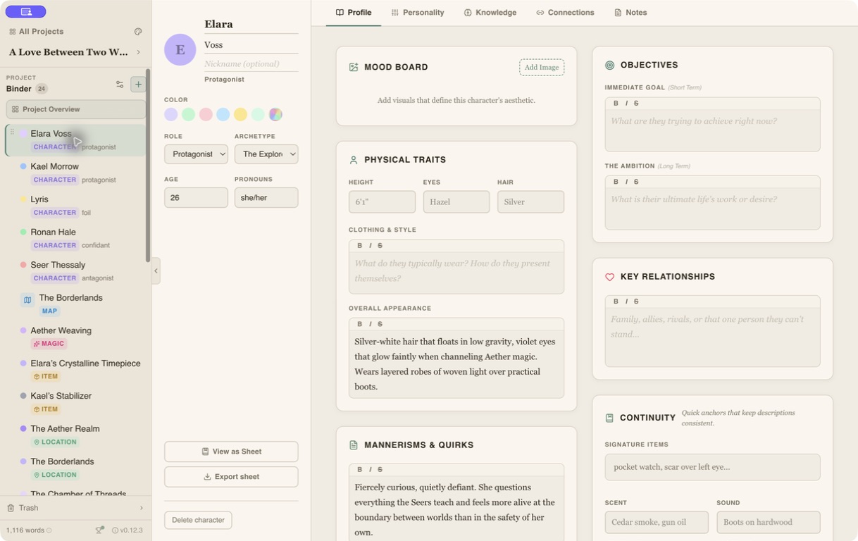 Writefully So character profile