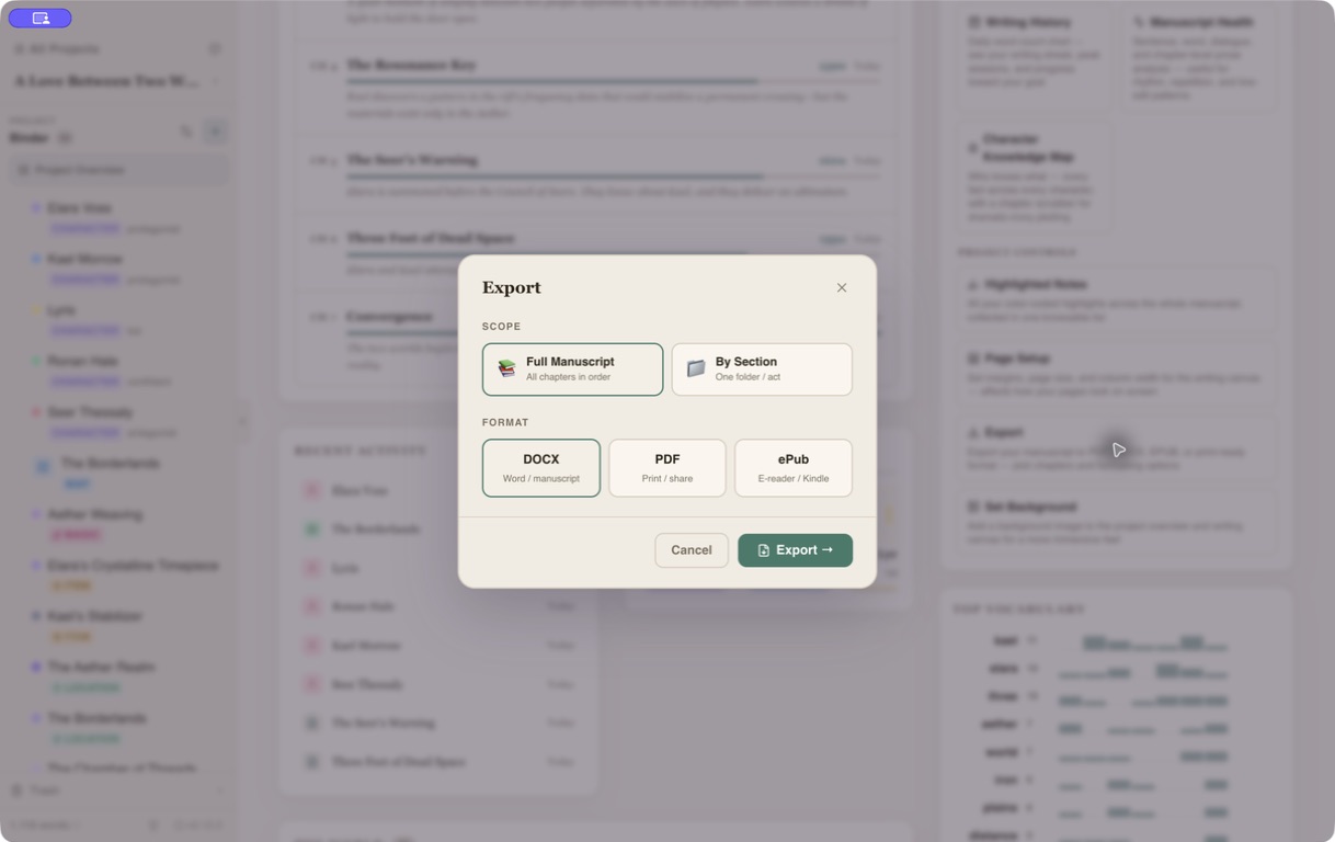Writefully So export options